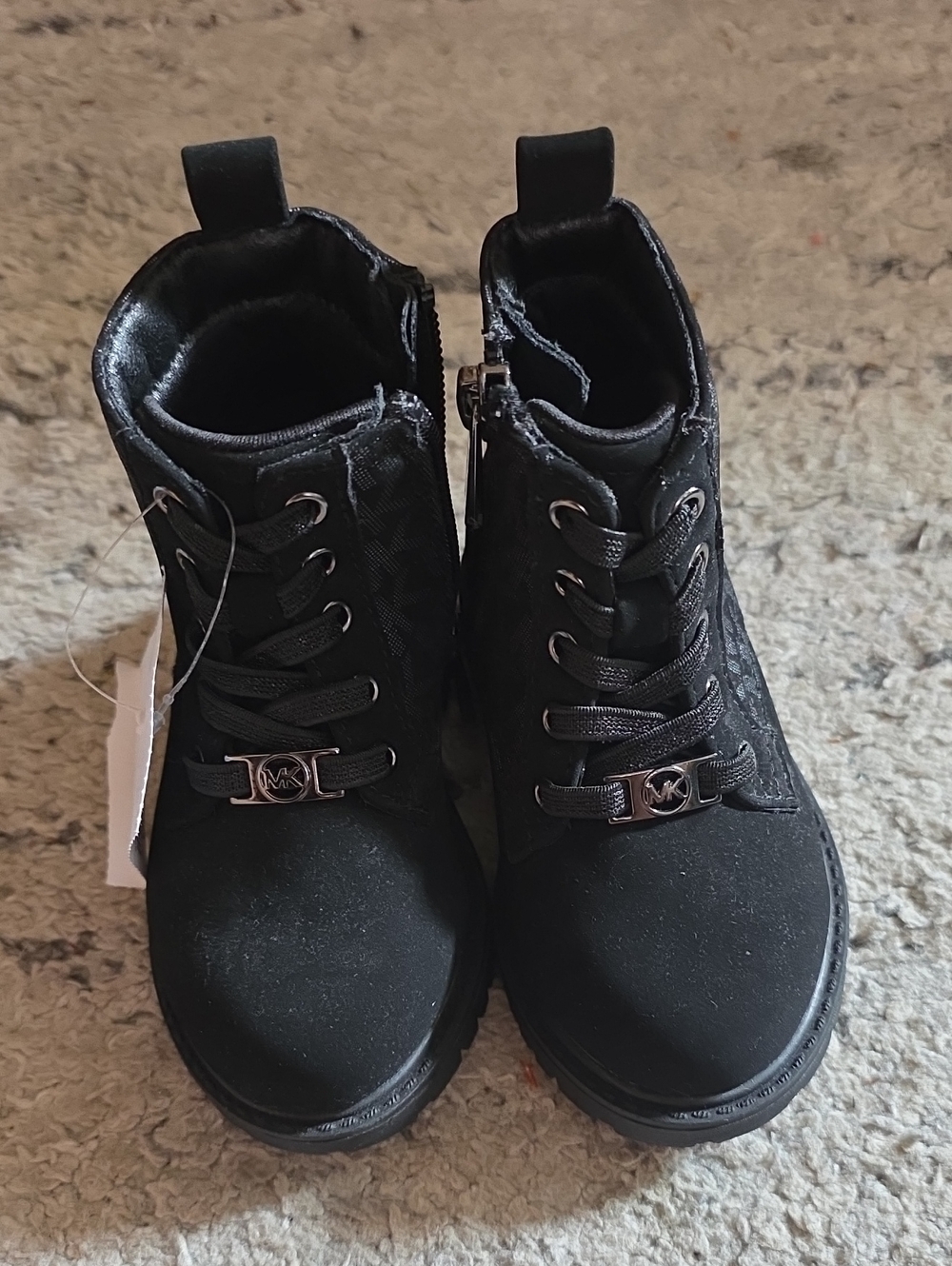 Michael Kors Black Lace-Up Combat Boots with MK Hardware